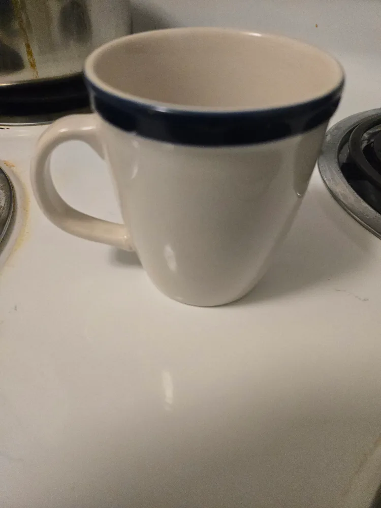 White Mug with Blue Trim #freecycle thumbnail