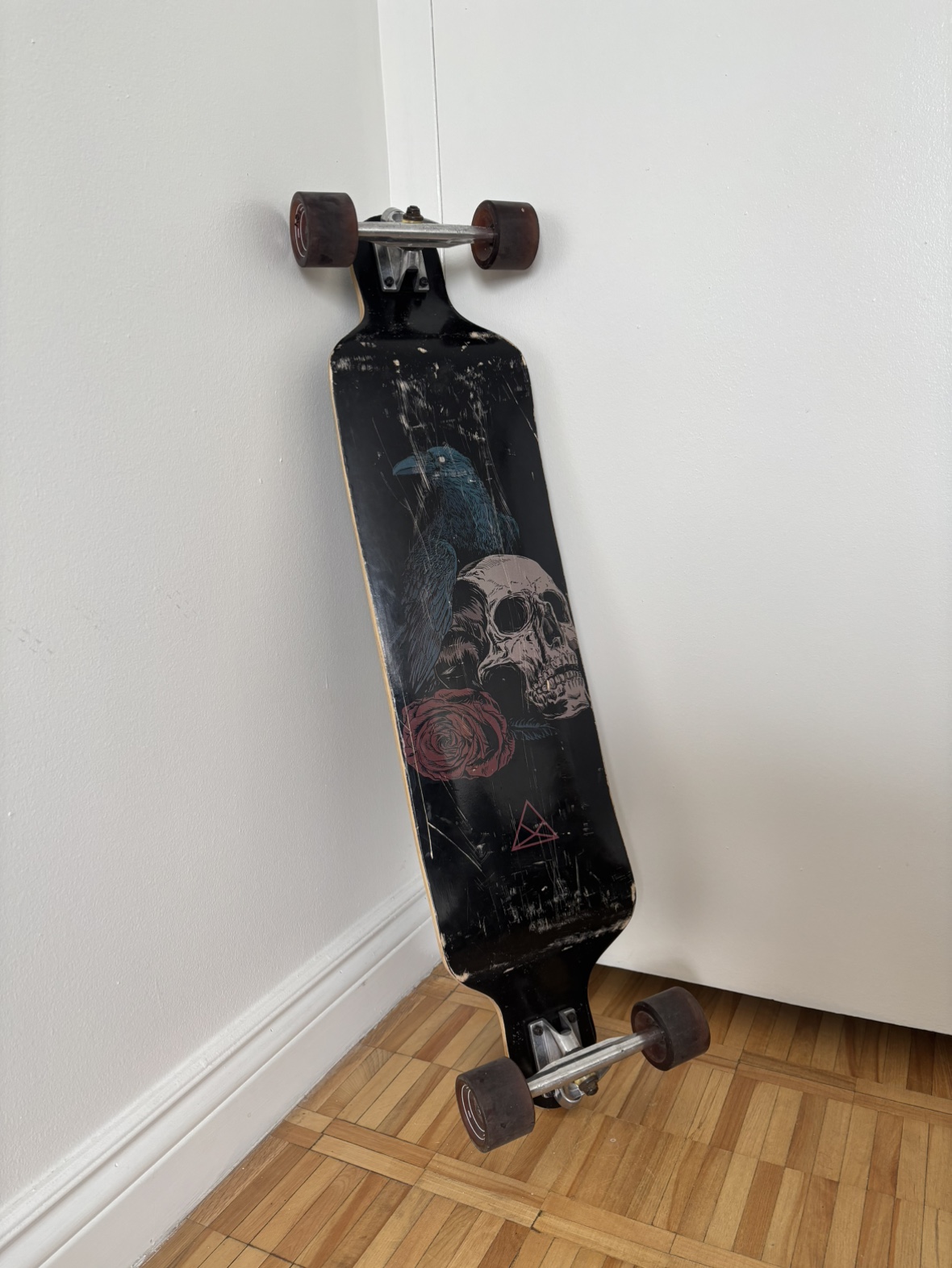 Longboard - Skull and Rose Design