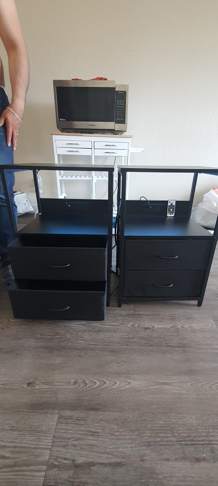 Black Nightstands with LED Lights (Set of 2) - photo 3