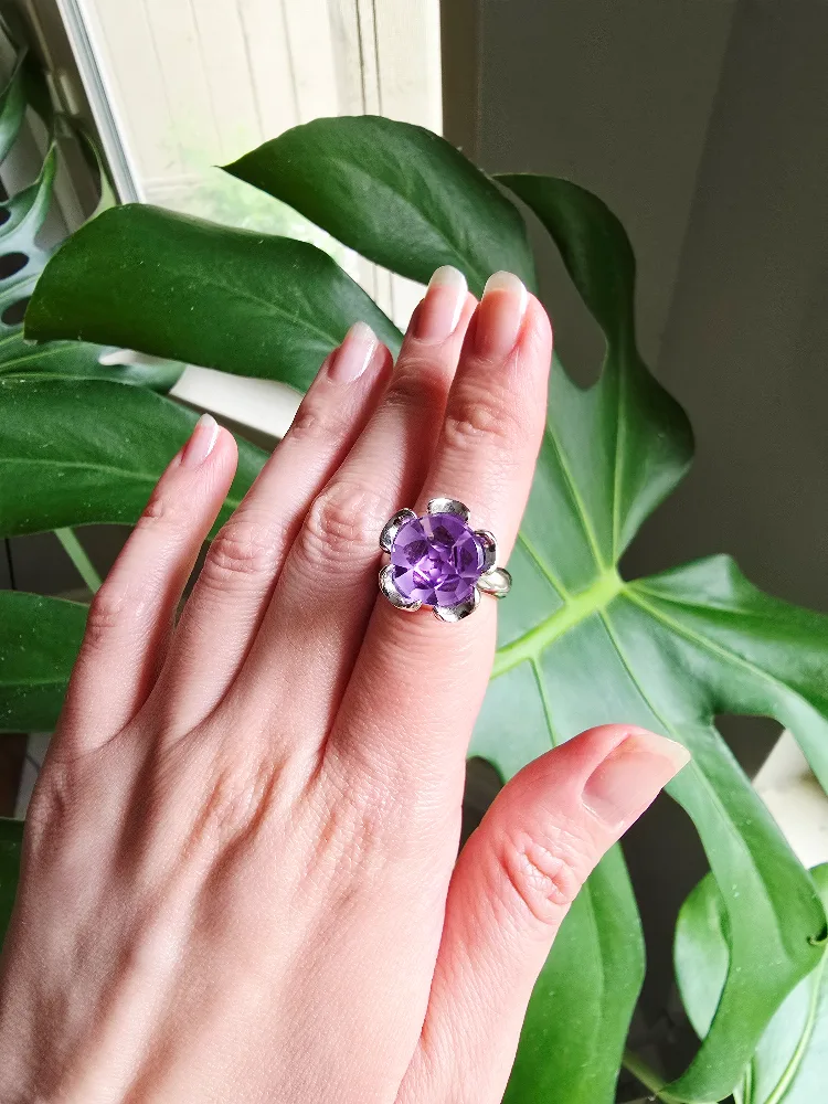 New Amethyst natural 925 sterling silver ring image indicator(7)