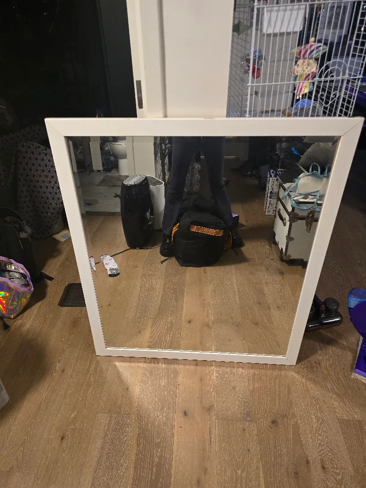 White Framed Mirror thumbnail