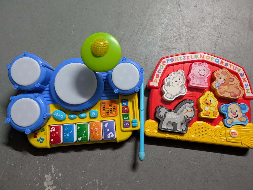 Drum Set Keyboard and Fisher Price Toddler Puzzle with music