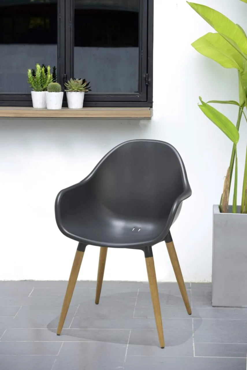Black Armchair with Wooden Legs thumbnail