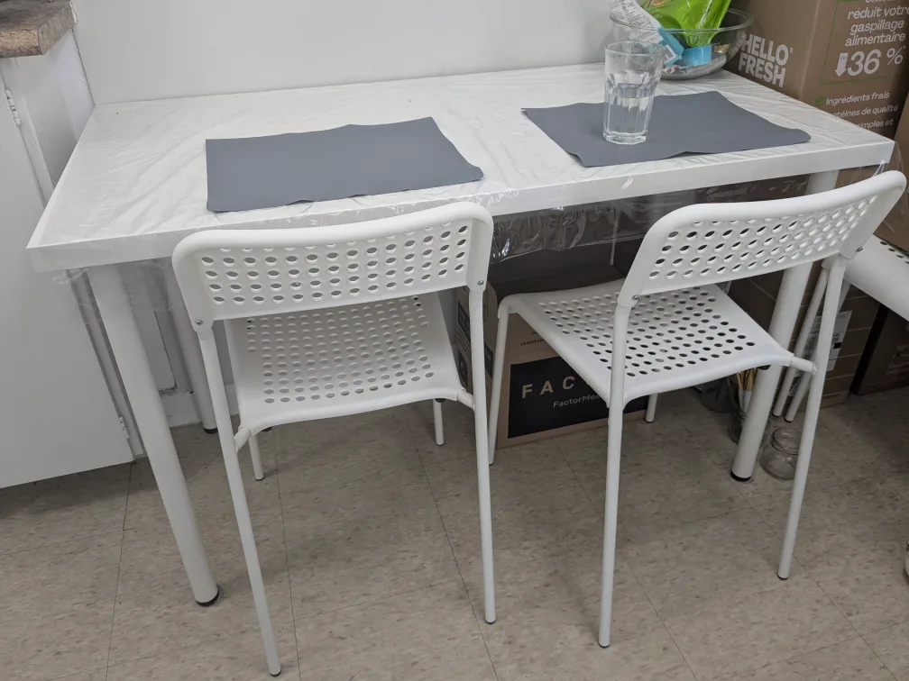 Dining Table and 4 Chairs Set - All White thumbnail