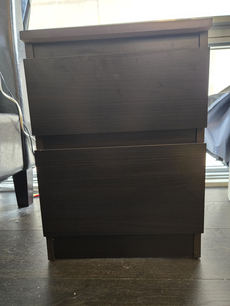 Dark Brown Two-Drawer Nightstand