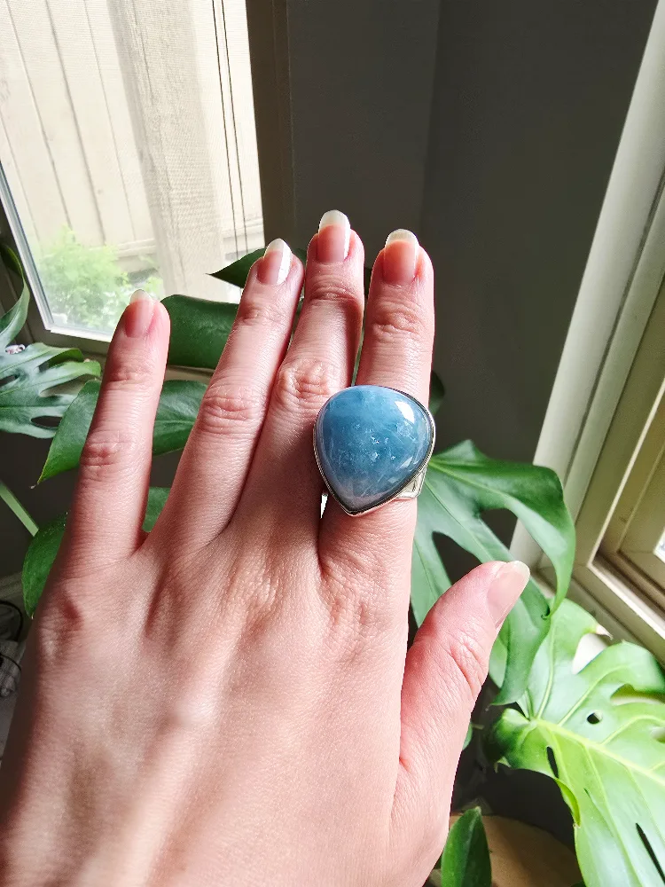 New Aquamarine natural 925 sterling silver ring image indicator(7)