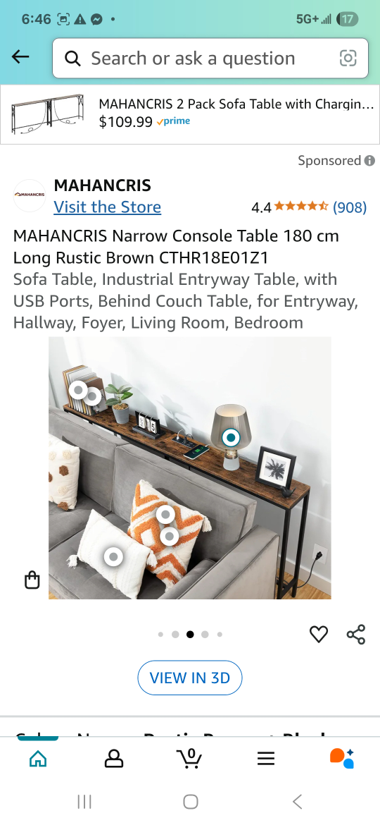 Narrow Console Table - Rustic Brown - photo 3