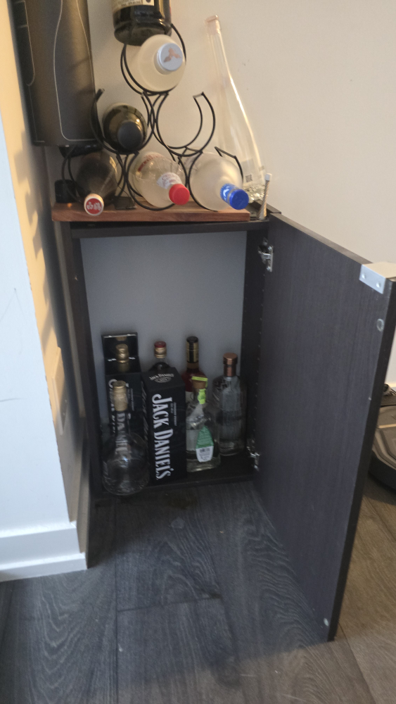 Wooden Bar Cabinet with Wine Rack - photo 2