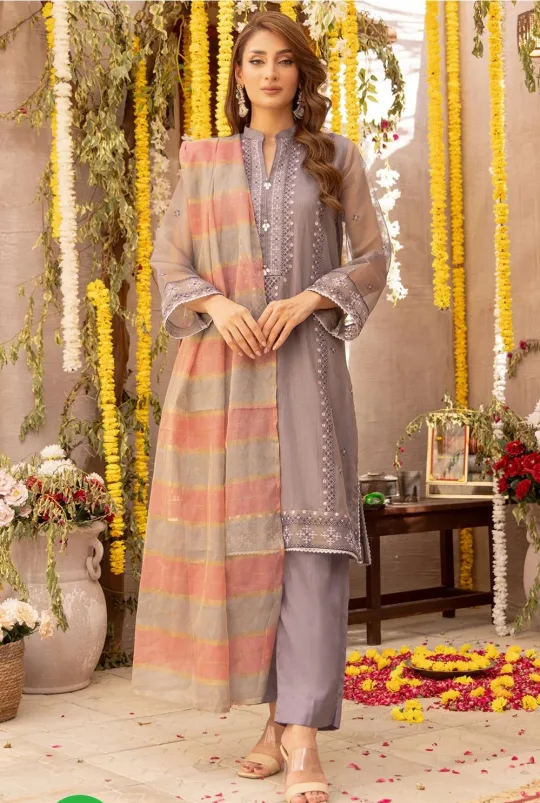 Prime point Embroidered Grey Suit with Dupatta thumbnail