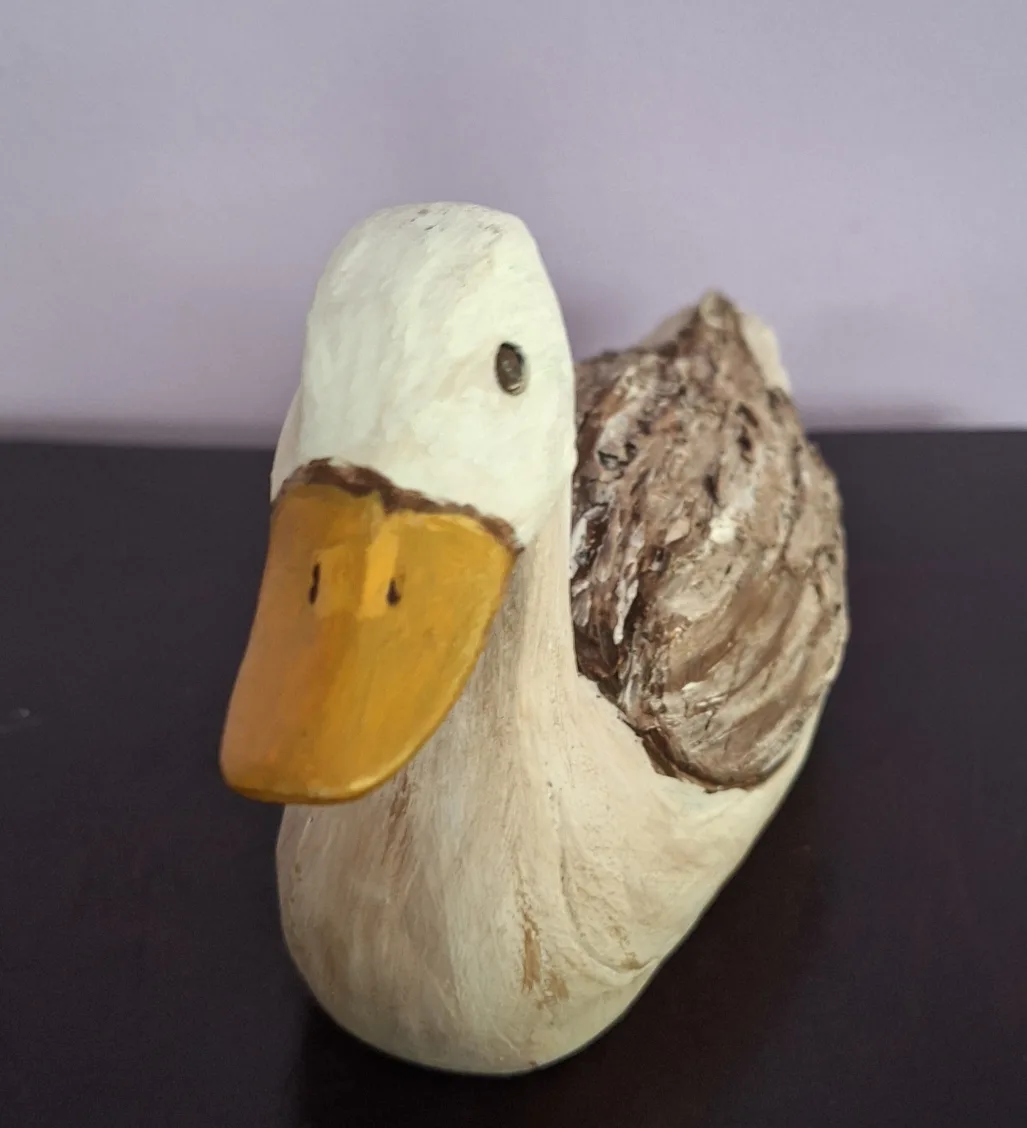 Vintage Carved Hand-Painted Wooden Duck Figurine image indicator(3)