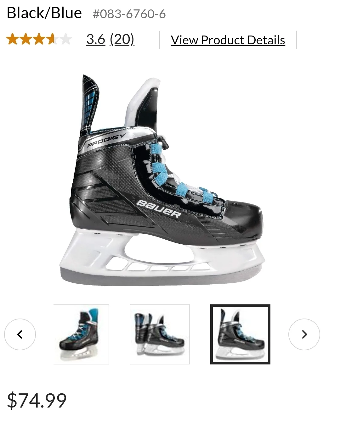 Bauer Prodigy Youth Hockey Skates - Size Y8-9 thumbnail