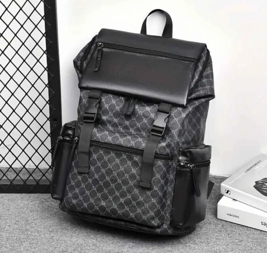 Black and Grey leather Backpack image indicator(4)