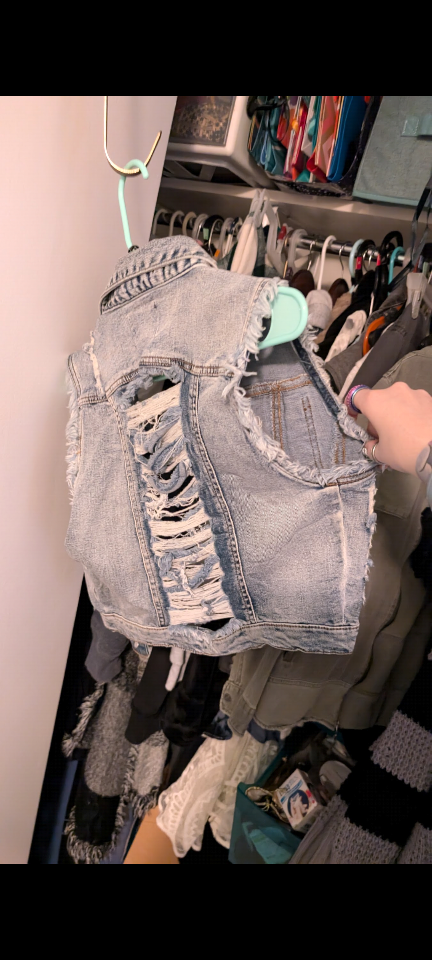 Distressed Denim Vest - photo 2