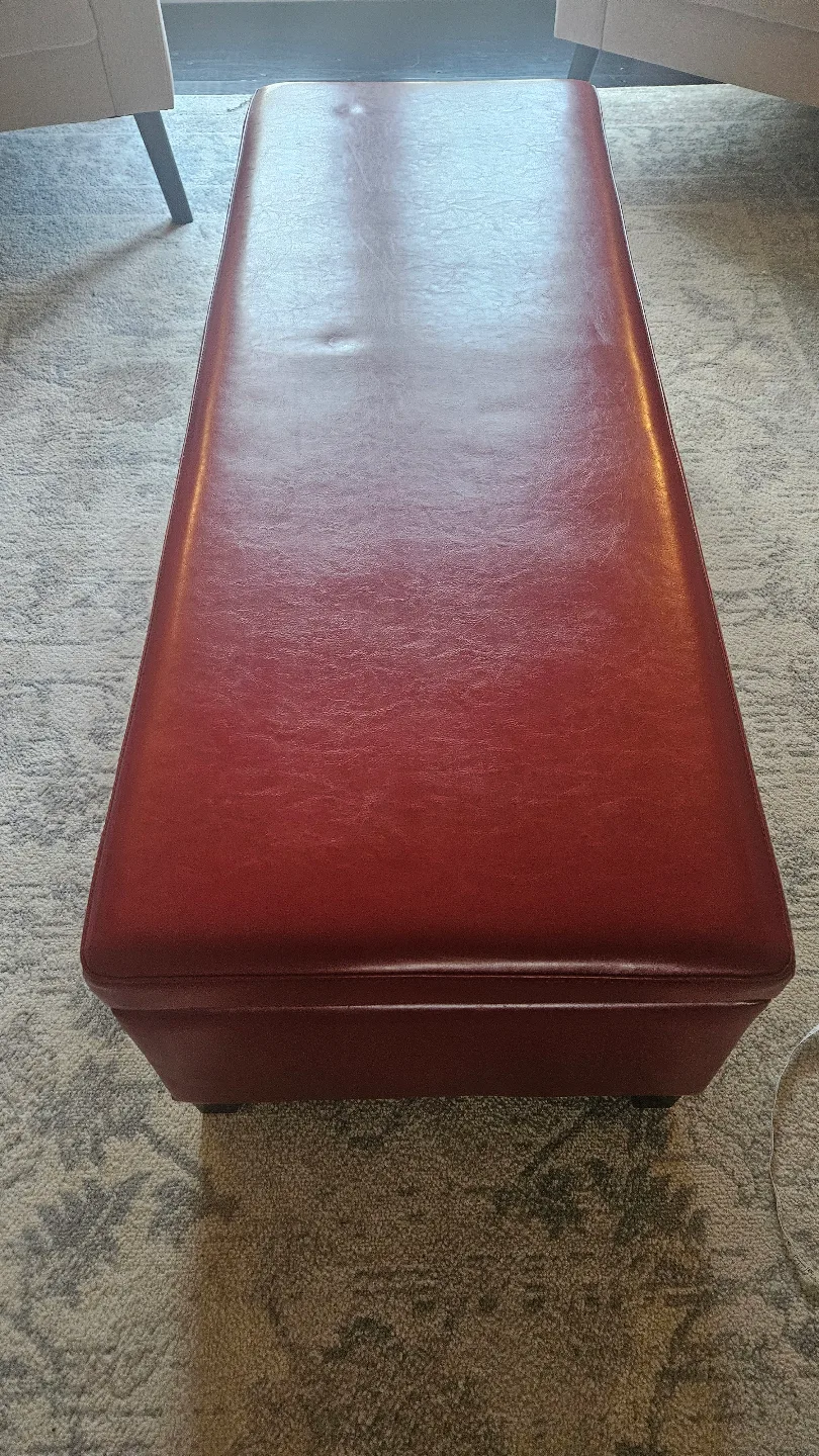 Red Leather Ottoman image indicator(3)