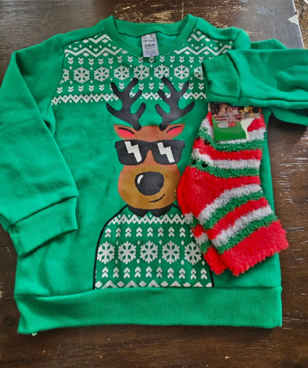 🎄 in July- Carter's 24M Green Holiday Sweater and socks thumbnail