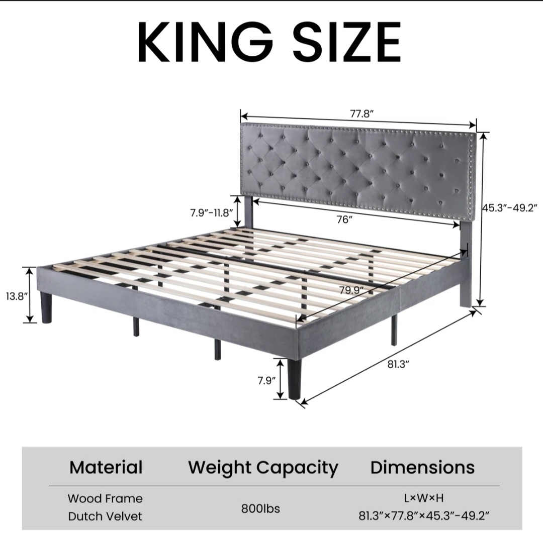 Wayfair King Size Velvet Bedframe
