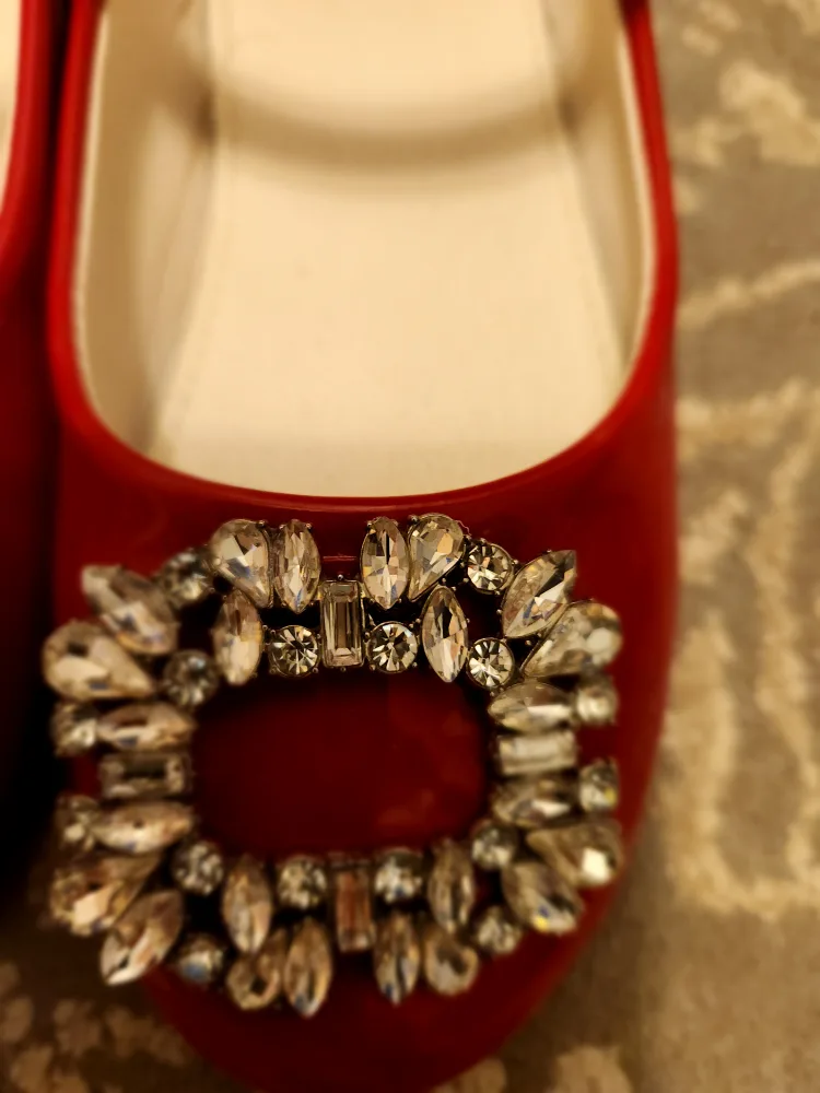 Red Dress Shoes with Rhinestone Detail image indicator(2)