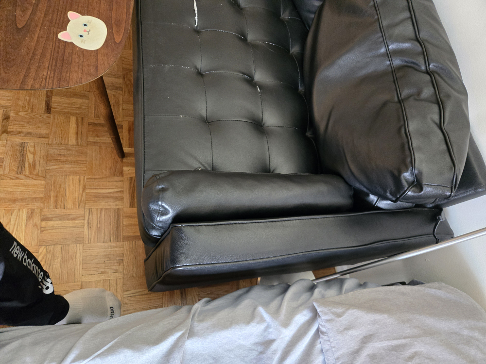 Black Leather Couch - photo 5