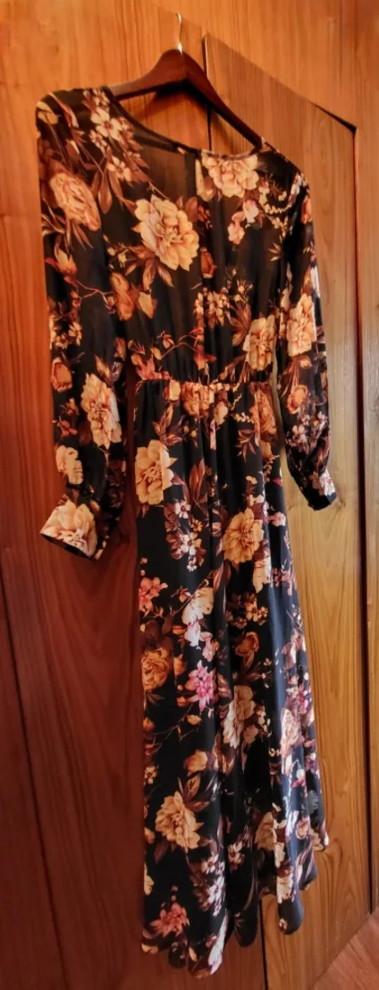 ❣️ Like New Elegant Long Maxi Dress Black Floral Print - Small image indicator(3)