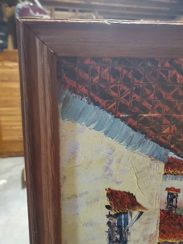 Framed Village Scene Painting - photo 3