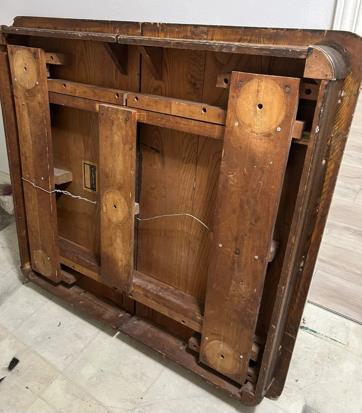 Vintage Wood Dining Table with Legs image indicator(2)