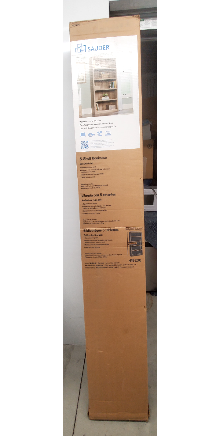 🔥New🔥 Sauder 5-Shelf Bookcase - Salt Oak Finish - photo 2