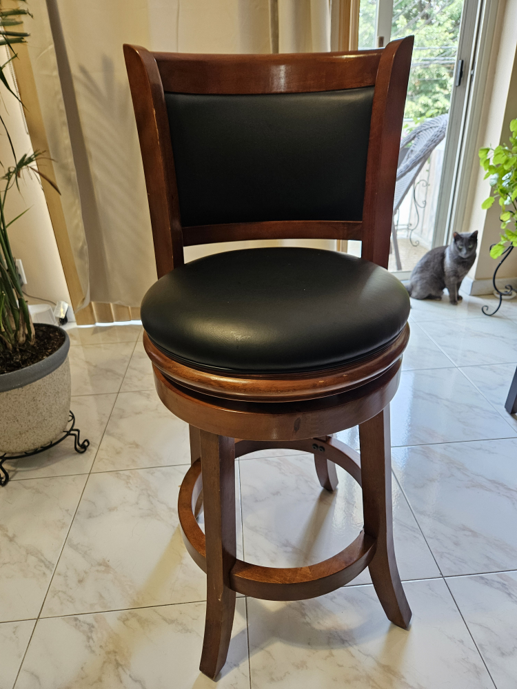 Swivel Bar Stool with Wood Frame & Black Seat - photo 4