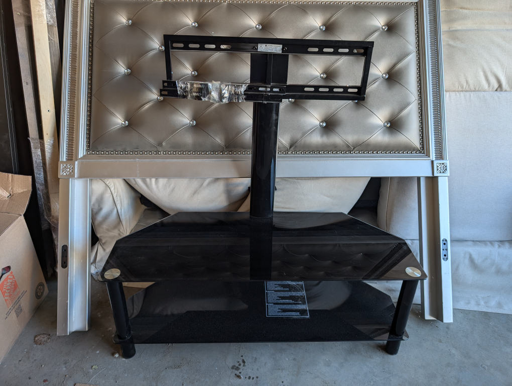 Black Glass TV Stand with Mount