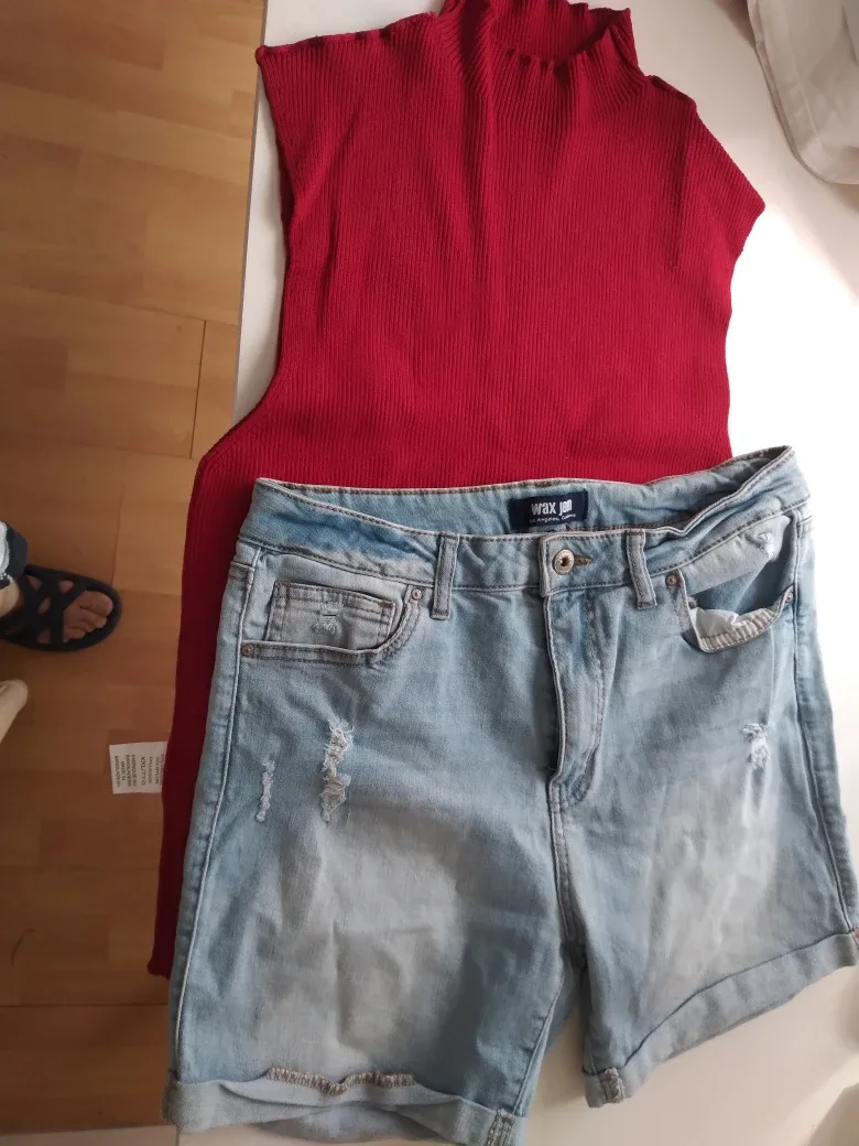 Red Top and Jean Shorts thumbnail
