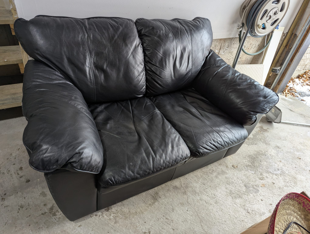 Black Leather Sofa - photo 2