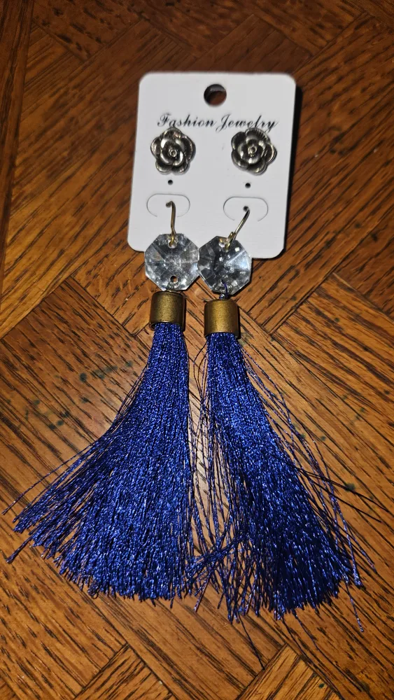 Fashion Jewelry Blue Tassel Earrings thumbnail