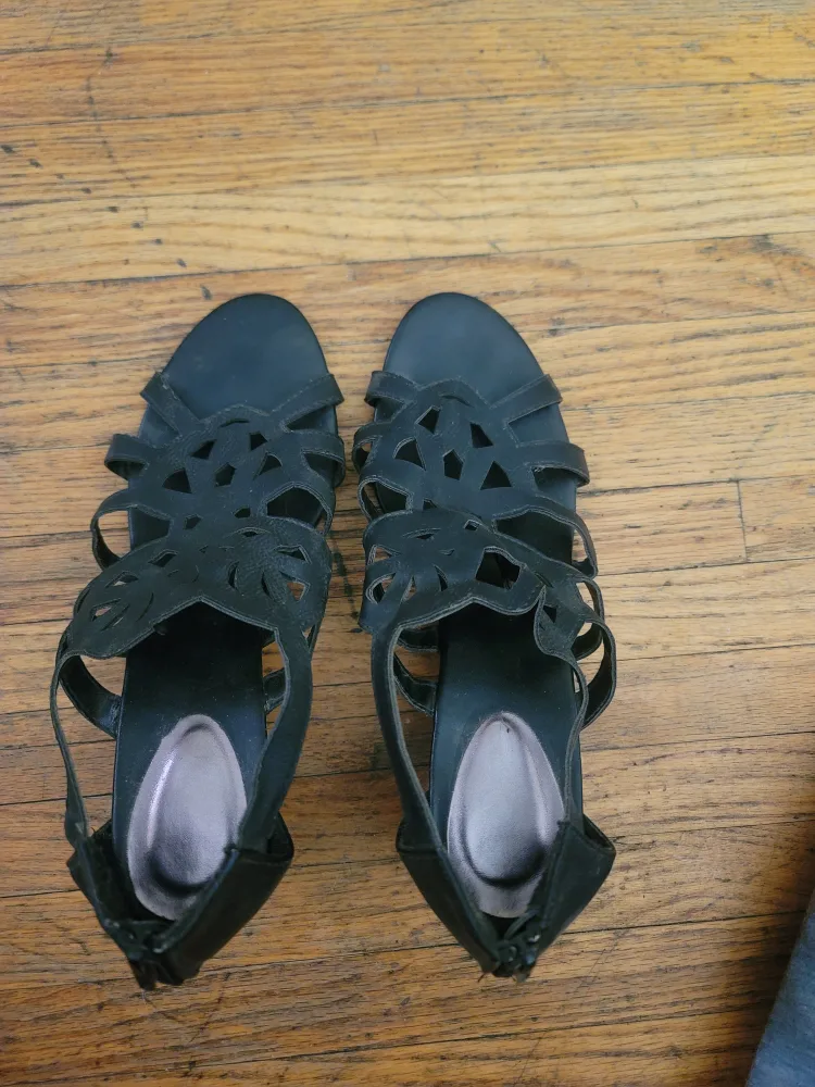 Black Wedge Sandals Size 10 #freecycle thumbnail