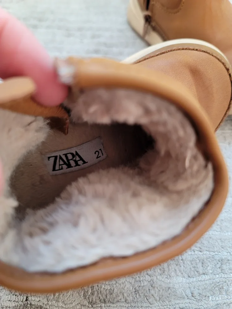 Zara Brown Faux Leather Boots - Size 21 image indicator(2)