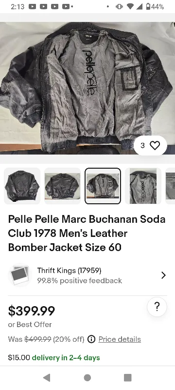 Pelle Pelle Marc Buchanan Leather Bomber Jacket Size 60 thumbnail