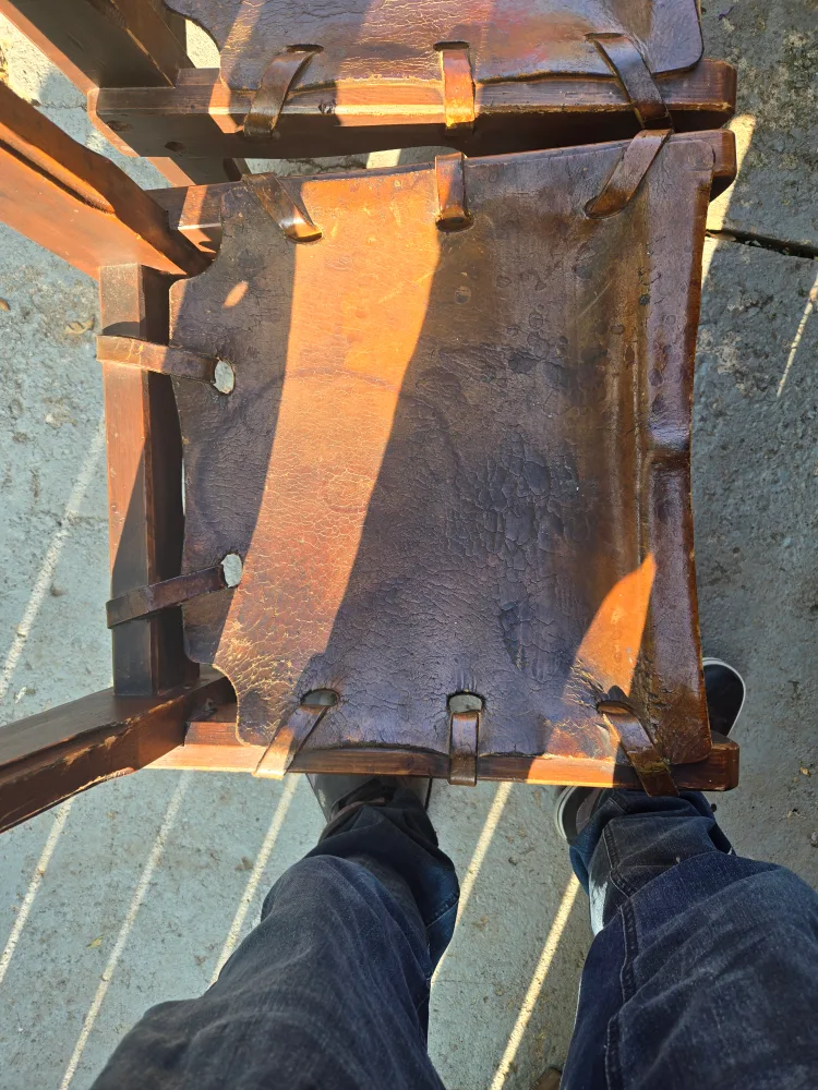 Rustic Leather & Wood Dining Chairs image indicator(4)