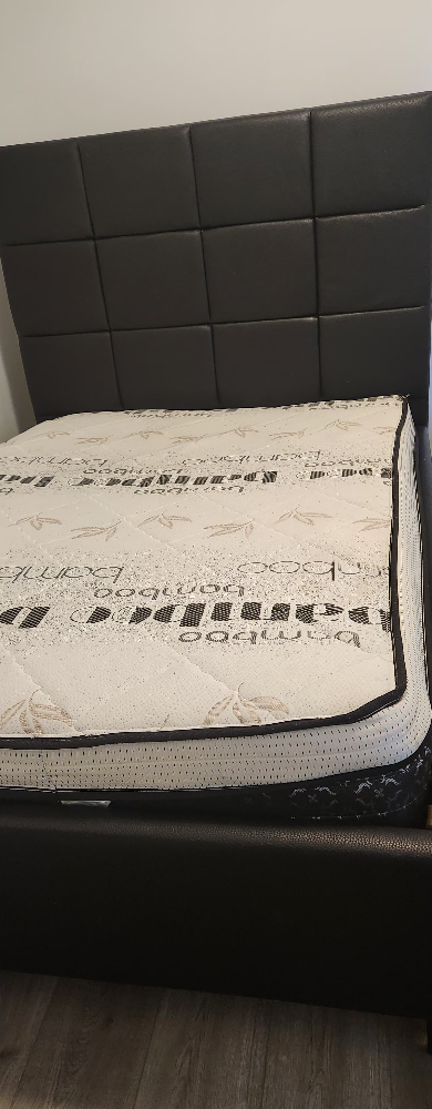 Double size upholstered bed frame with a mattress - photo 3