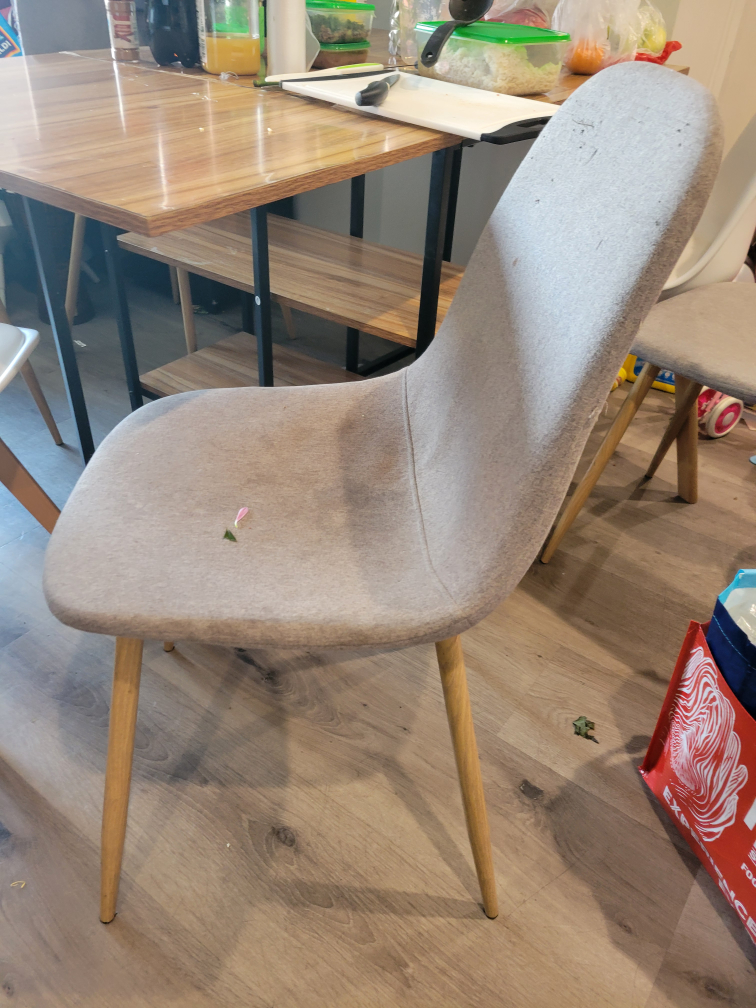 Grey Fabric Chair with Wood Legs