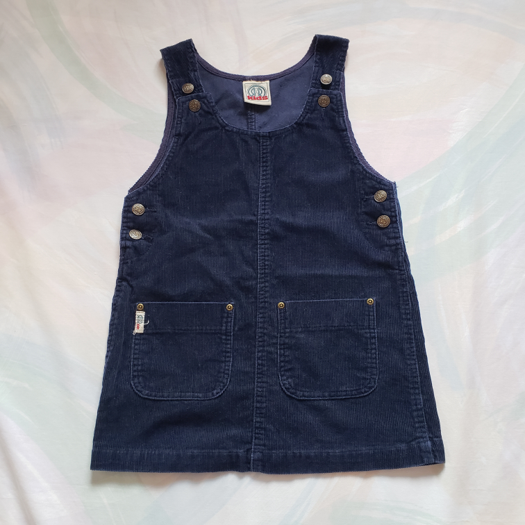 Vintage Navy Corduroy Overall Dress