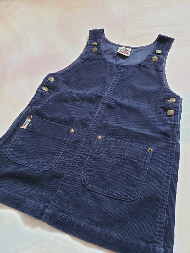 Vintage Navy Corduroy Overall Dress - photo 2