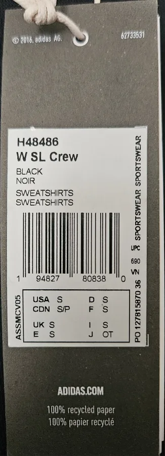 Brand New Adidas Women's Small Black Crew Sweatshirt image indicator(4)