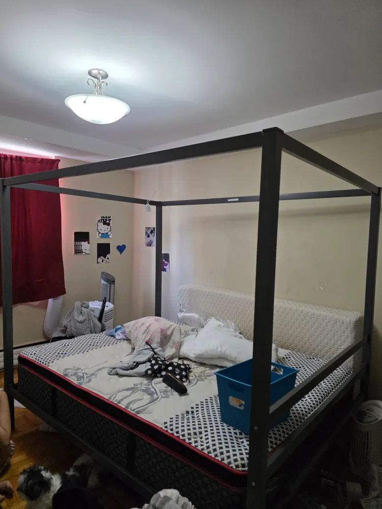 Metal Canopy Bed Frame - Grey thumbnail