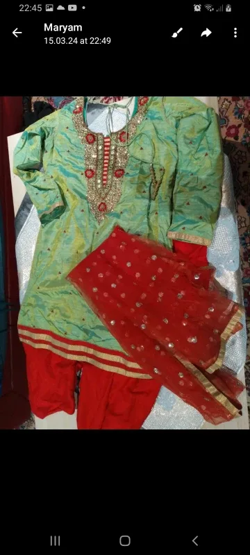 Elegant Green & Red Ensemble  from india thumbnail