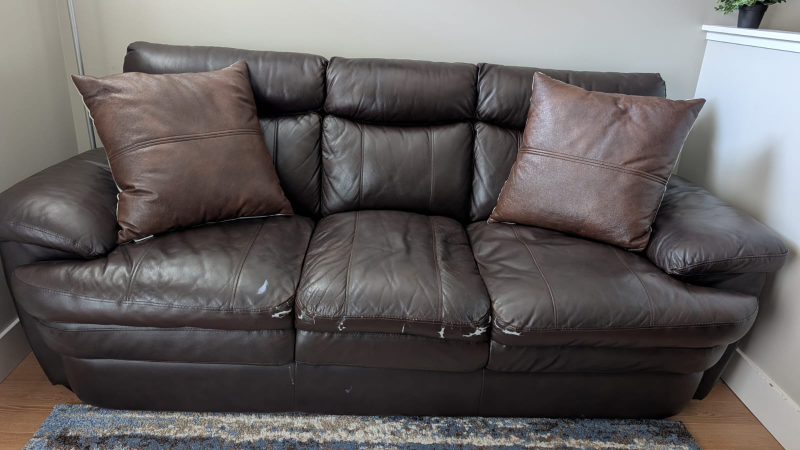 Brown Leather Sofa and Loveseat Set