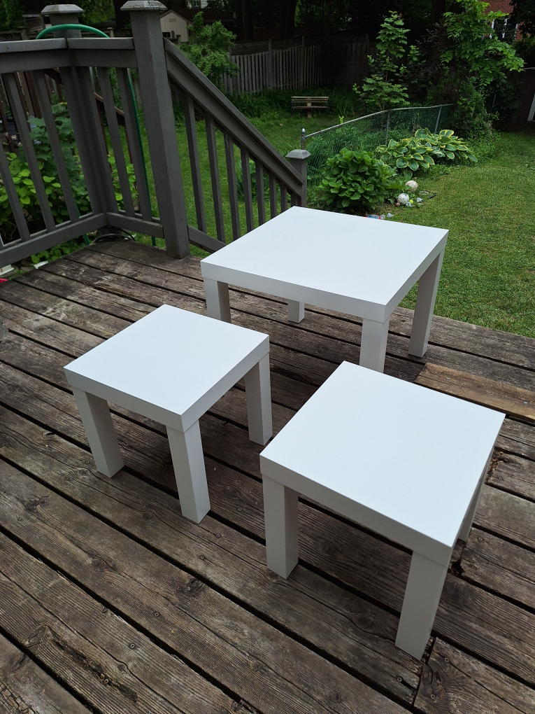 Set of 3 White Square Tables, Ikea Lack - photo 2