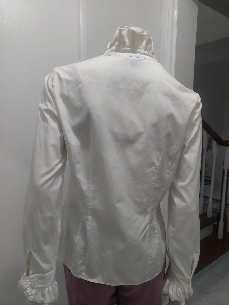 Brooks Brothers White  Elegant Ruffle  Blouse image indicator(10)