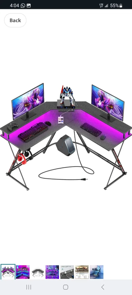 Gaming Desk with LED Lights thumbnail