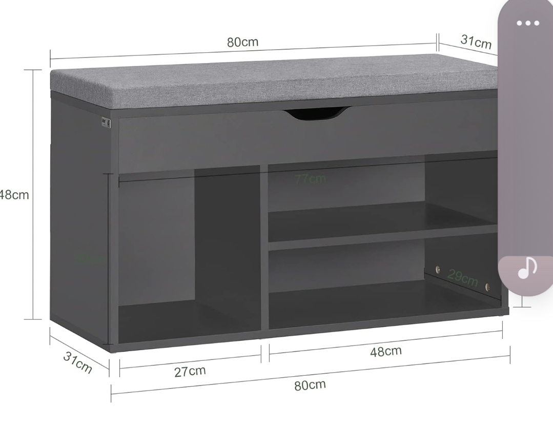 Shoe Bench with Storage and Cushion - photo 5