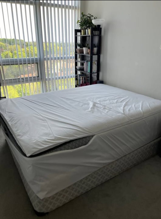 10 inch Queen Bed With Mattress Topper & box frame