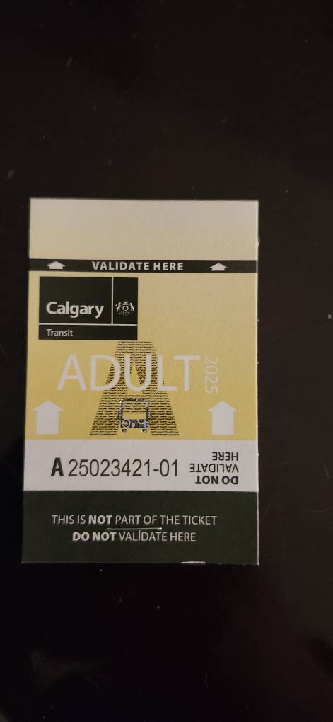 Calgary Transit Adult Ticket