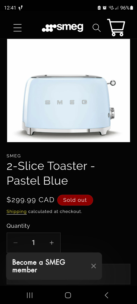 Smeg 50's Style 2 Slice Toaster in Pastel Blue